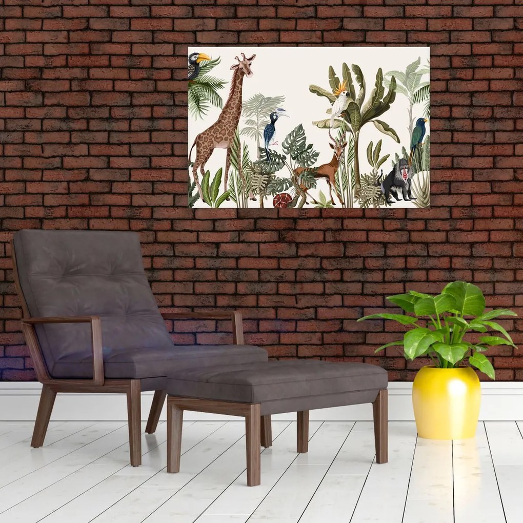 Tablou - Jungla plină de animale (90x60 cm)