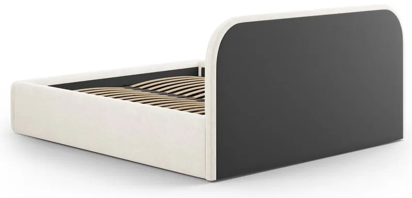 Pat matrimonial fildeș tapițat cu spațiu de depozitare cu somieră 200x200 cm Juno – Windsor & Co Sofas