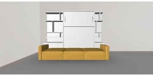 Pat rabatabil dublu cu somiera inclusa, canapea 3 locuri si 2 biblioteci - royal combi bookcase set (150x200)