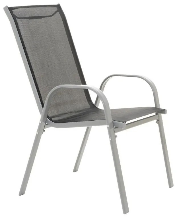 Set de grădină-4 scaune și masă de sticlă-negru