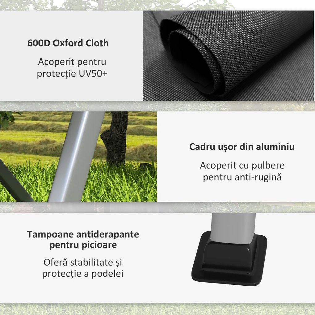 Outsunny Scaun de Camping Pliabil cu Spătar Reglabil, Negru | Aosom Romania