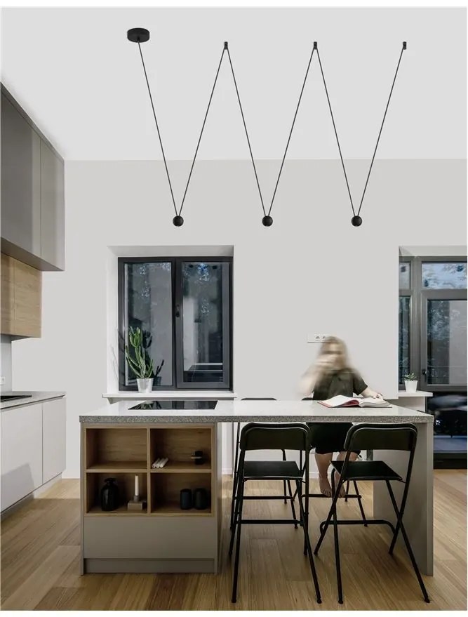 Lustra LED moderna cu 3 pendule reglabile Nocci negru NVL-9303941