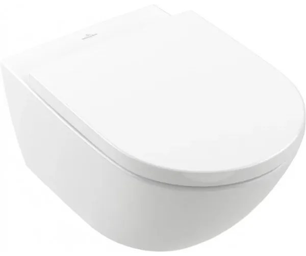 Pachet vas WC rimless suspendat + bideu suspendat, Villeroy&amp;Boch Subway 3.0, cu capac WC slim cu inchidere lenta