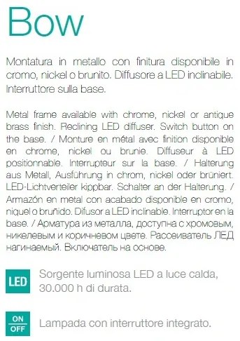 Aplica LED oglinda, tablou BOW AP D46 OTTONE