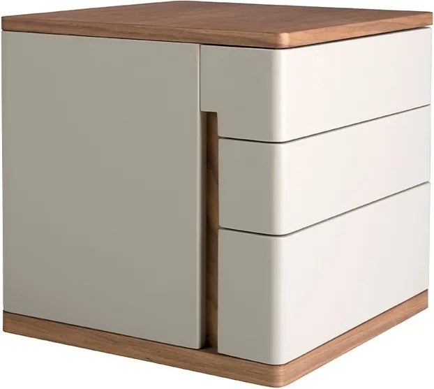 Noptiera cu 3 sertare furnir din lemn de nuc si MDF lacuit, Anna