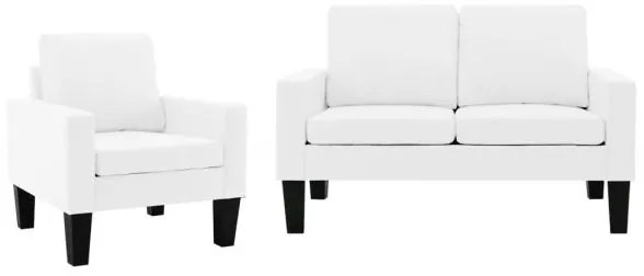 vidaXL Set canapea, 2 piese, alb, piele ecologică