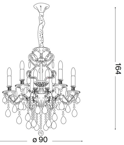 Lustră pe cablu Ideal Lux Crystal GIOCONDA 12×E14/40W/230V
