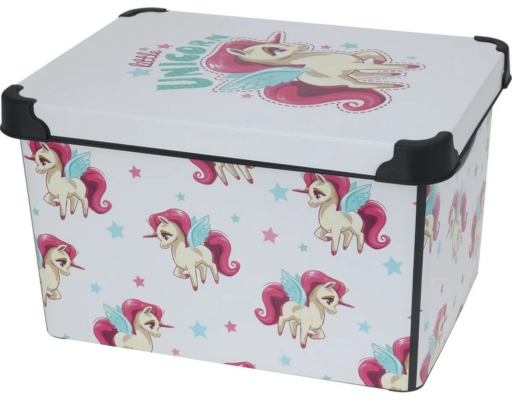 Cutie de depozitare pentru copii cu capac Unicorn,41 x 30 x 24 cm, 22 l, plastic