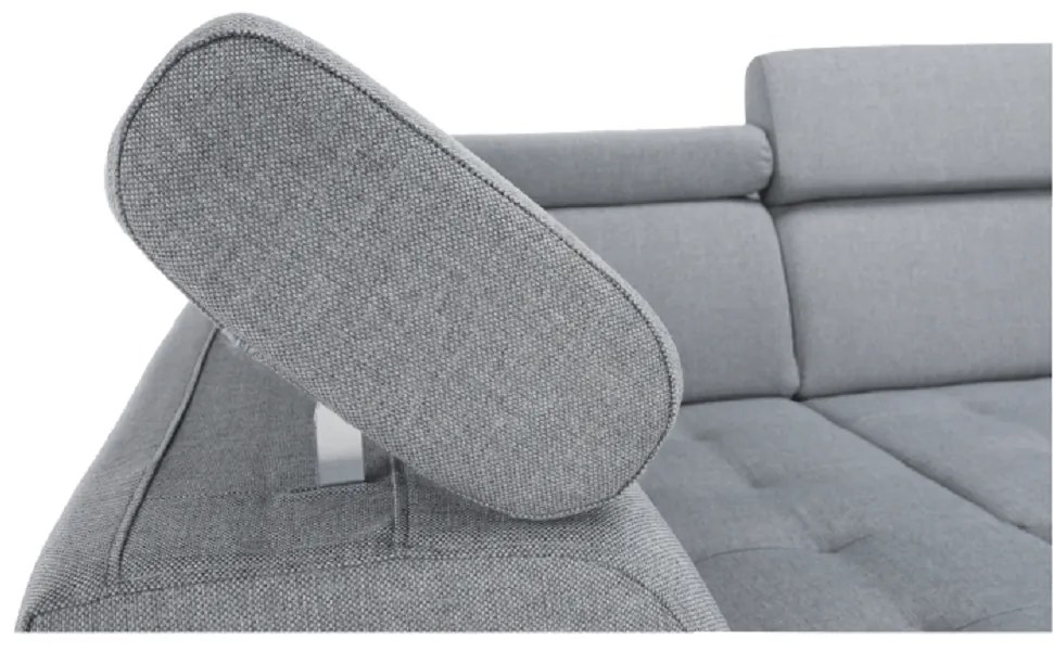 Colţar extensibil, piele ecologică negru/material textil gri deschis, dreapta, VASTO