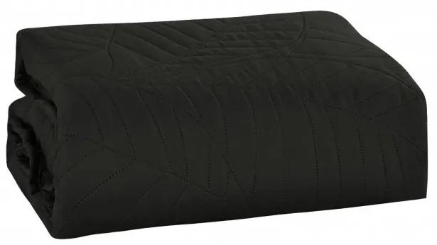 Cuvertura de pat gri inchis cu model LEAVES Dimensiuni: 200 x 220 cm