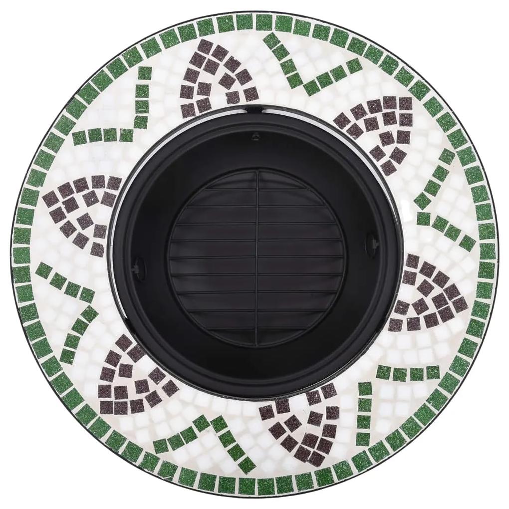 Vatra de foc cu mozaic, verde, 68 cm, ceramica Verde