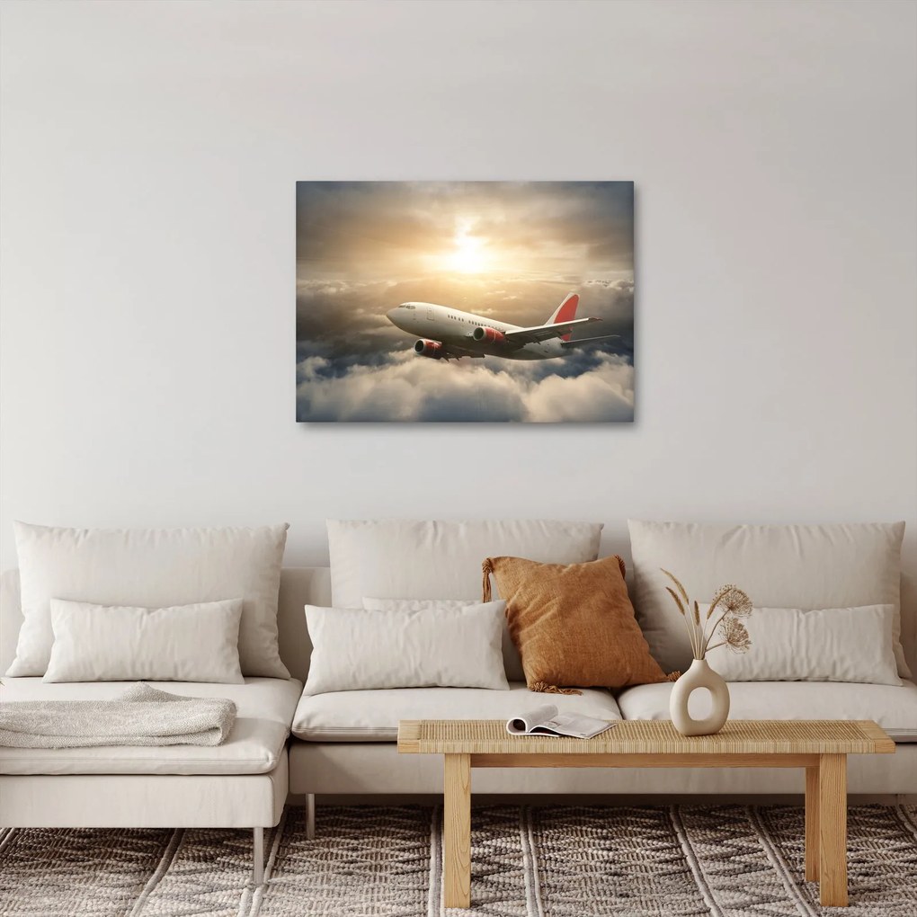 Tablou - Avion în nori (70x50 cm)