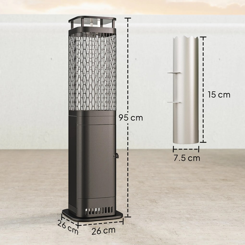 Outsunny Sobă pe Peleți pentru Exterior cu Bază Antiderapantă și Tub de Sticlă și Metal | Aosom Romania