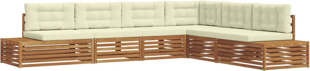 vidaXL Set de canapele de exterior cu pernă 6 Bucată Natural și Crem