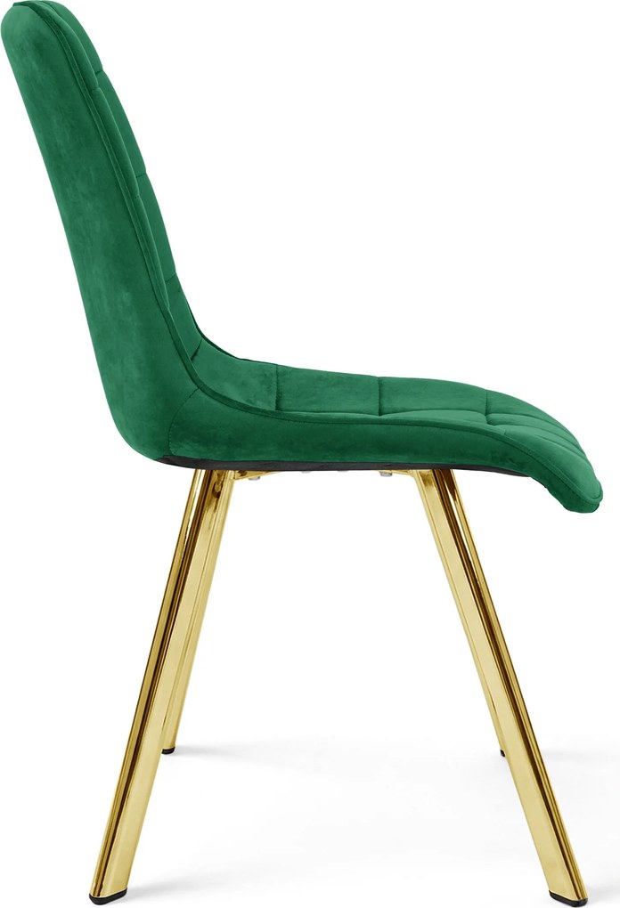 Scaun de masa CIEZA VELVET cu picioare aurii, verde