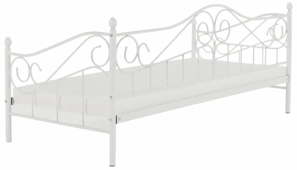 Pat de o persoană 90 cm Danina (alb) (cu somieră). 1016020