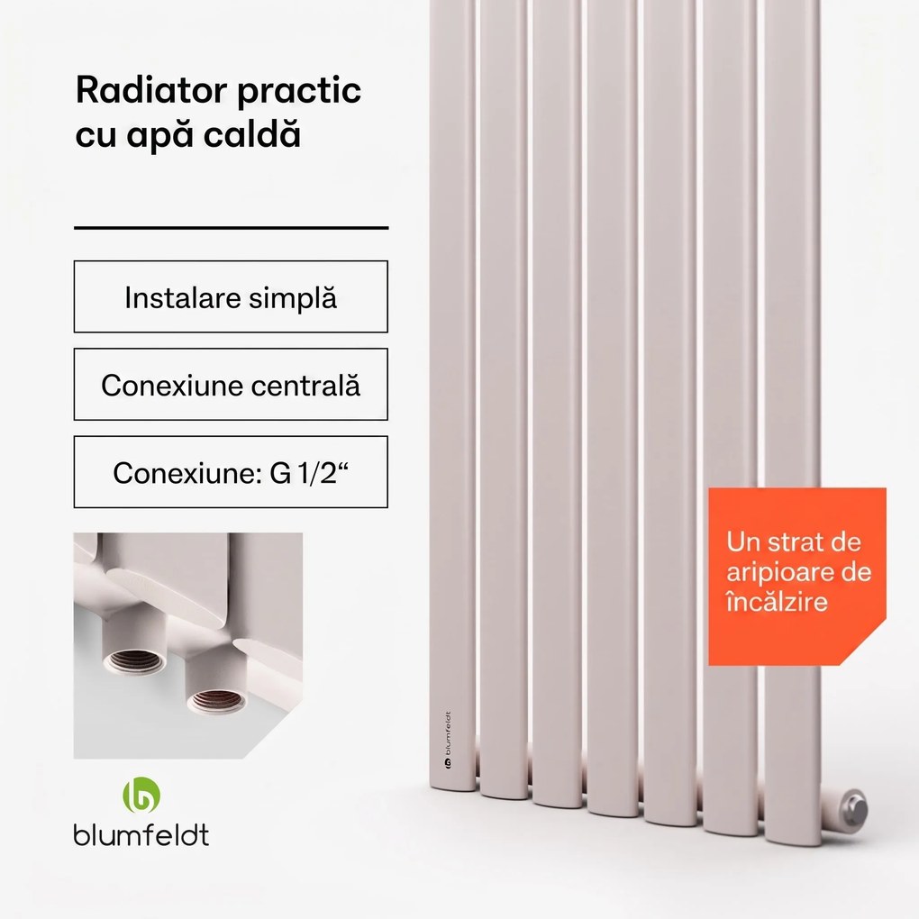 Blumfeldt Tallheo, 41 x 180, radiator, radiator de baie, radiator tubular, 691 W, apă caldă, 1/2