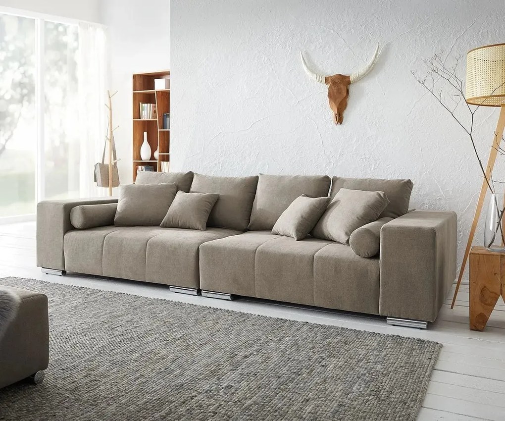 Canapea extensibilă dumonde cu ladă de depozitare si sezut confortabil din spuma high-density, Marbela Enjoy Camel XXL 295x100 cm