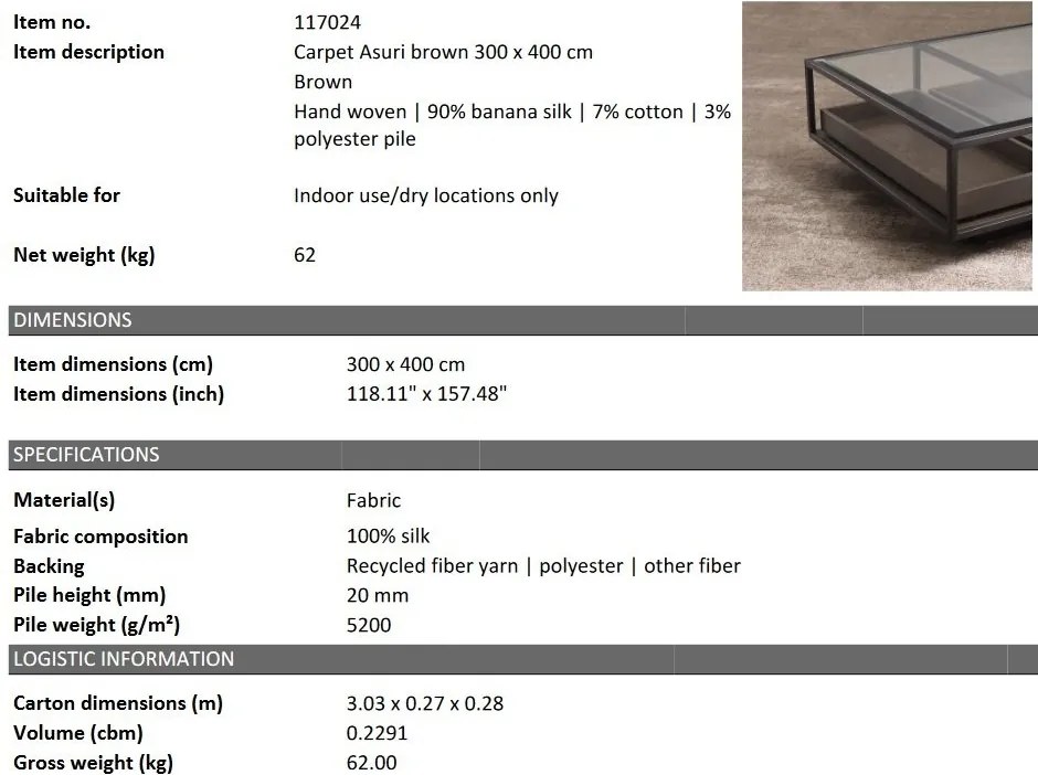 Covor design LUX Asuri 300x400cm, maro