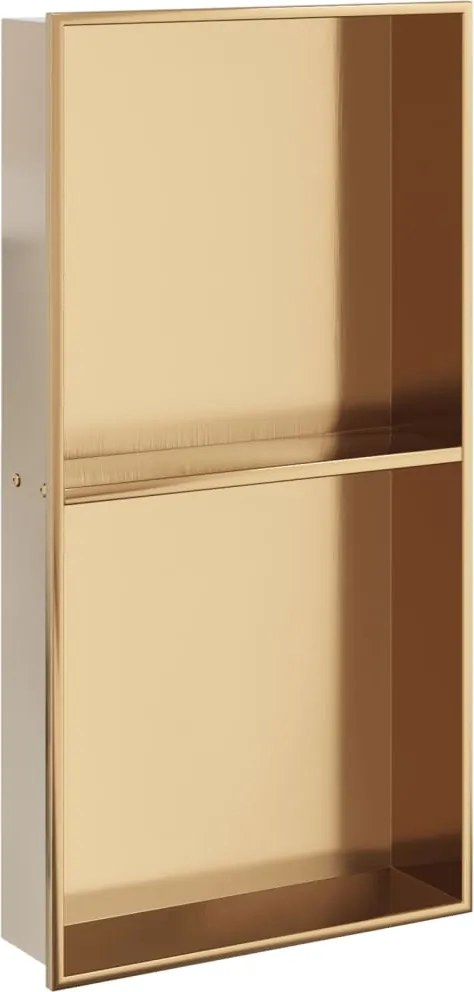 vidaXL Nișă de duș, auriu periat, 32x62x9 cm, oțel inoxidabil