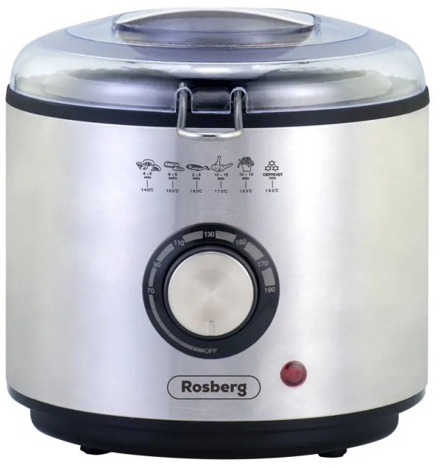 Friteuza cu ulei Rosberg R51980U, 1 L, 950W, Control temperatura, Filtru, Inox