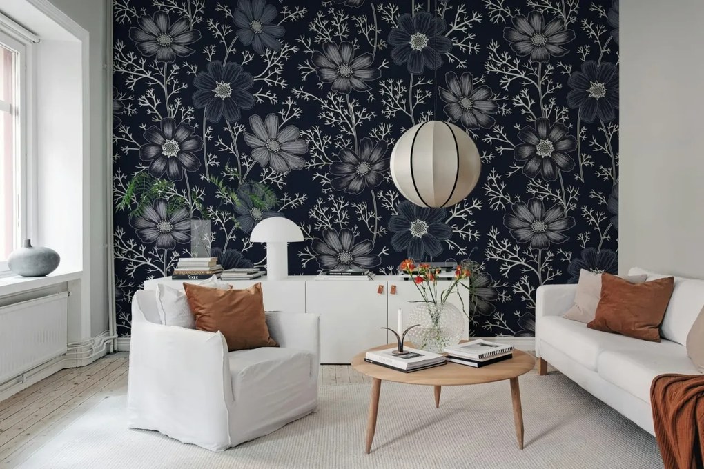 Fototapet, Grand Flowers, Blue, Rebel Walls