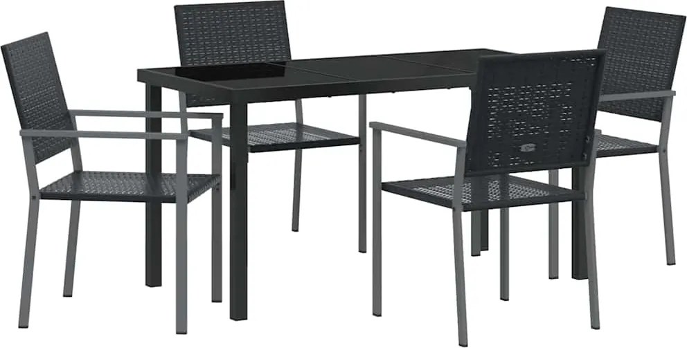 vidaXL Set de masă pentru grădină 5 pcs Negru Ratan PE