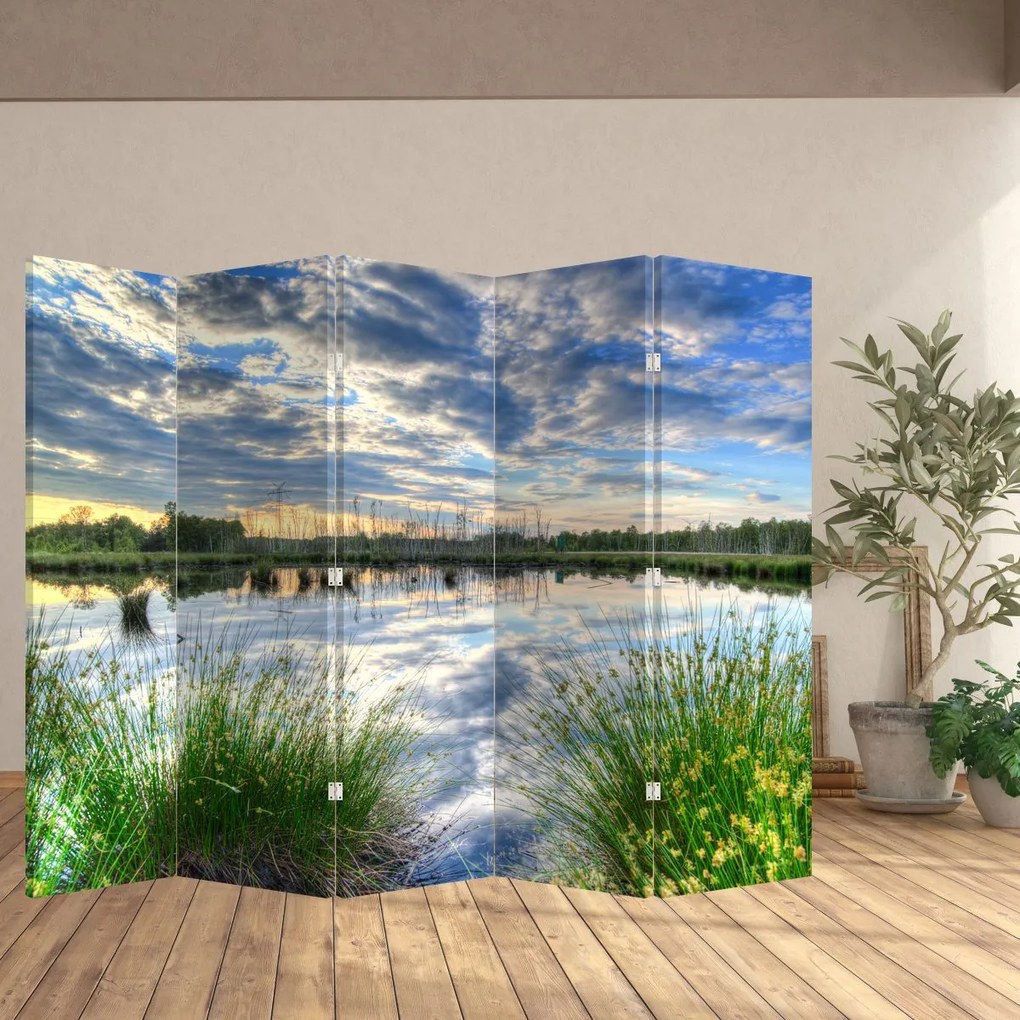 Paravan - Lac și trestie (210x170 cm)