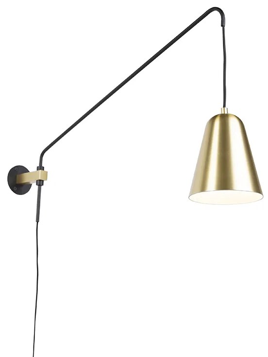 Lampă de perete retro aurie/alamă cu abajur - Demi