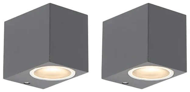 Set de 2 Aplice Moderne Gri Închis IP44 - Baleno