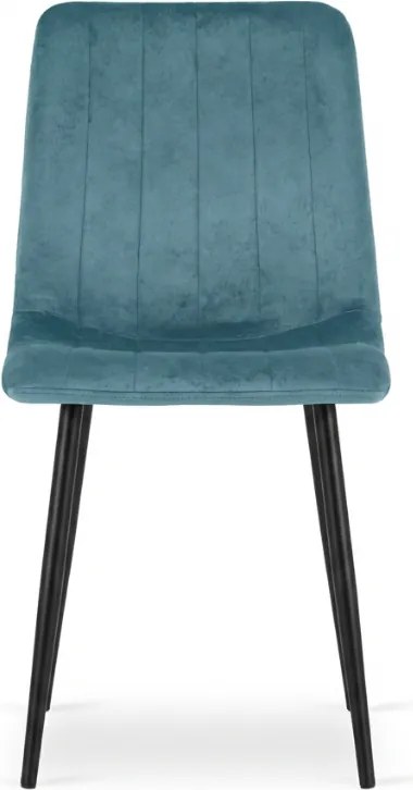 Scaun de catifea petrol LAVA PETROL BLUE cu picioare negre