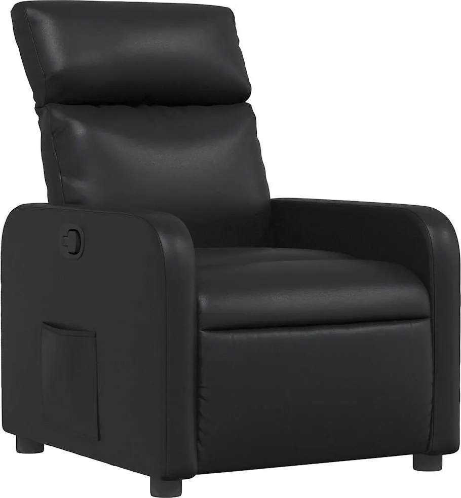 vidaXL Fotoliu rabatabil, negru, piele ecologică