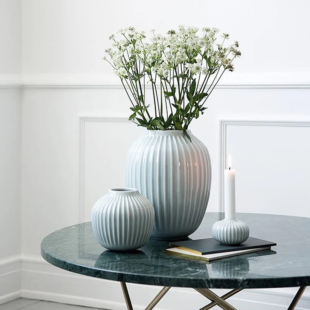 Vază din gresie Kähler Design Hammershoi, mică, înălțime 12,5 cm, albastru mentă