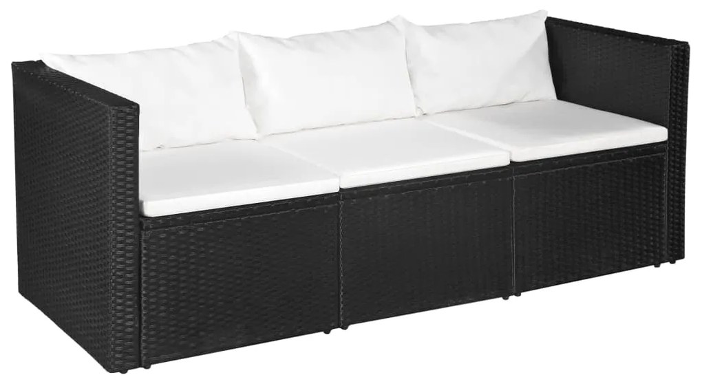 44170 vidaXL Set mobilier de grădină, 4 piese, negru & alb, poliratan