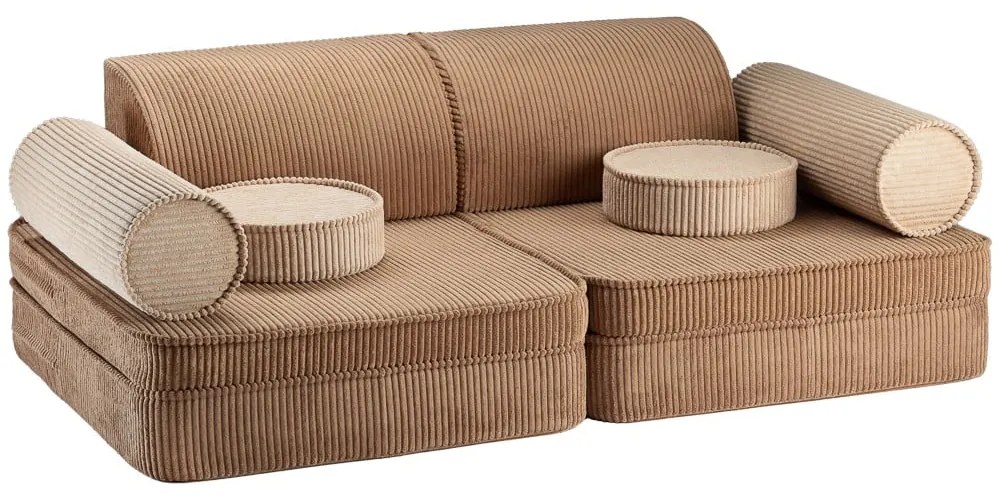 Canapea pentru copii maro cu tapițerie din catifea reiată 132 cm Settee – Wigiwama