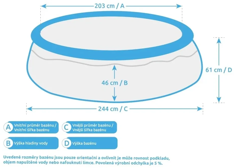 Piscină de înot INTEX Tampa fără accesorii, 2,44 x 0,61 m