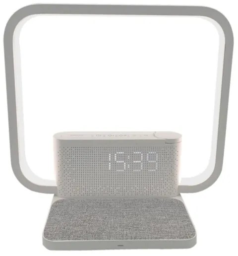 Lampă LED dimabilă de masă cu ceas deșteptător și încărcare Qi Immax 08994L 18W/230V alb