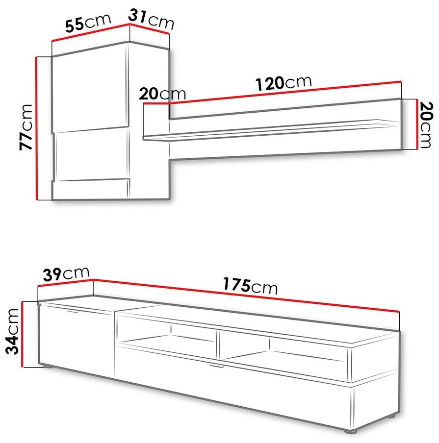 Mobilier living Raha (alb + pin andersen). 1087434