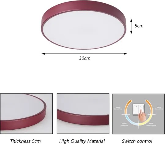 Brilagi - Plafonieră LED POOL/36W/230V 3000/4000/6000K 30 cm burgundiu