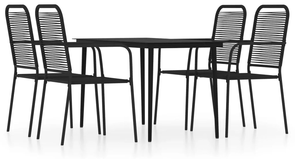 3099145 vidaXL Set de servit masa pentru grădină, 5 piese, negru
