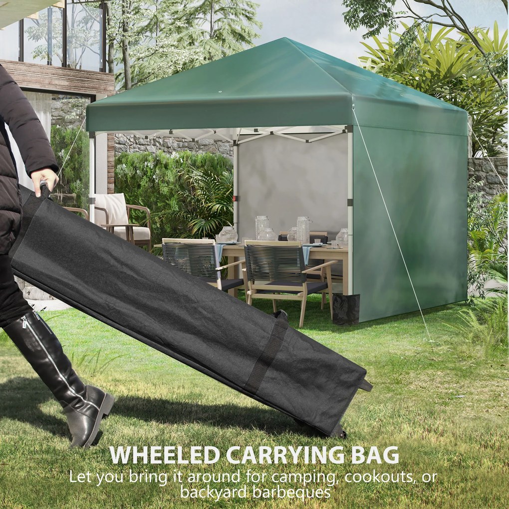 Outsunny Pavilion pliabil, 2 pereți laterali, reglabil pe înălțime, cu husă de transport, cadru din oțel rezistent la rugină, 3 x 3 m, Verde | Aosom Romania