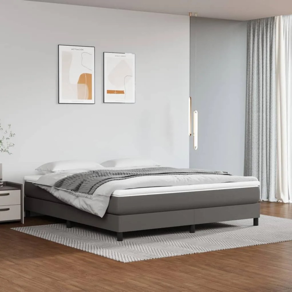 3120716 vidaXL Cadru de pat box spring, gri, 180x200 cm, piele ecologică