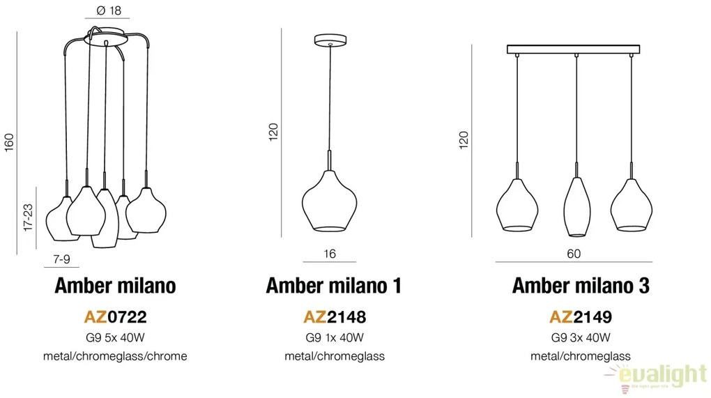 Pendul modern AMBER MILANO 1 crom