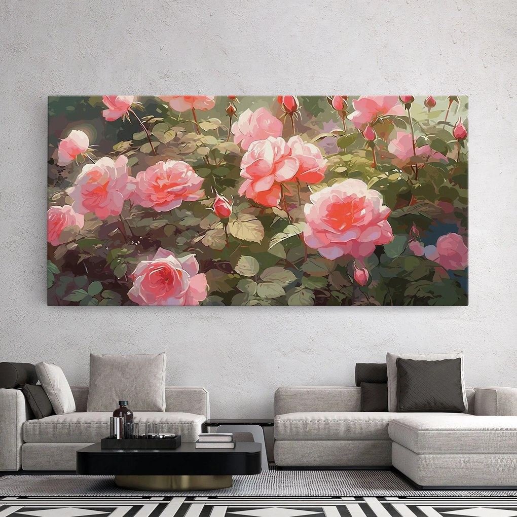 Tablou Canvas, 80x160cm, Dormitor si Living, Flori, Trandafiri, Wild Roses