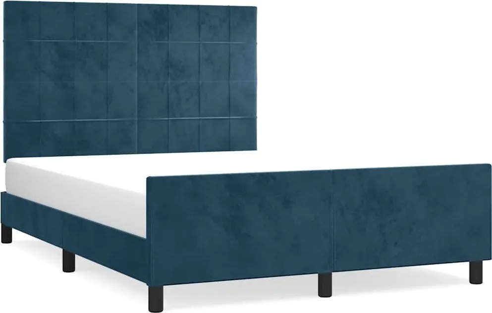 vidaXL Cadru de pat fără saltea, albastru închis, 140x200 cm, catifea