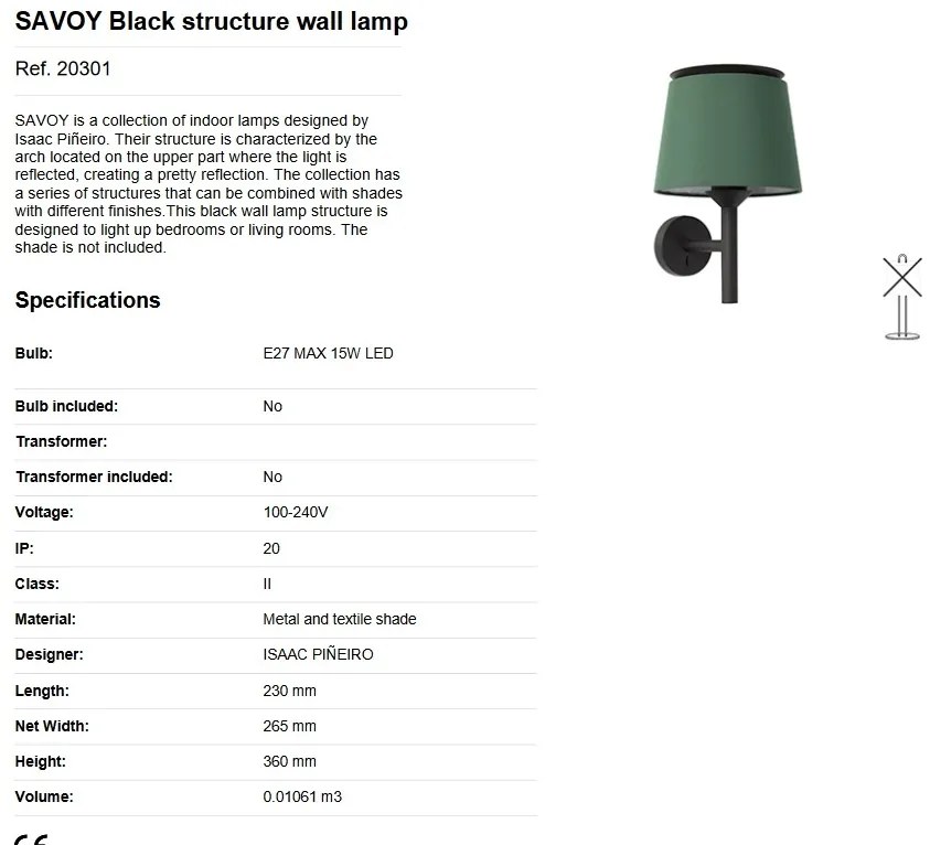 Aplica de perete moderna design elegant SAVOY negru/verde