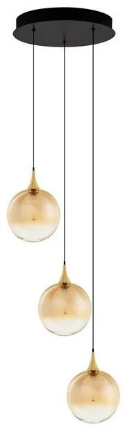 Lustra moderna cu 3 pendule LED, Metal, Sticla, Champaign, ORENDA