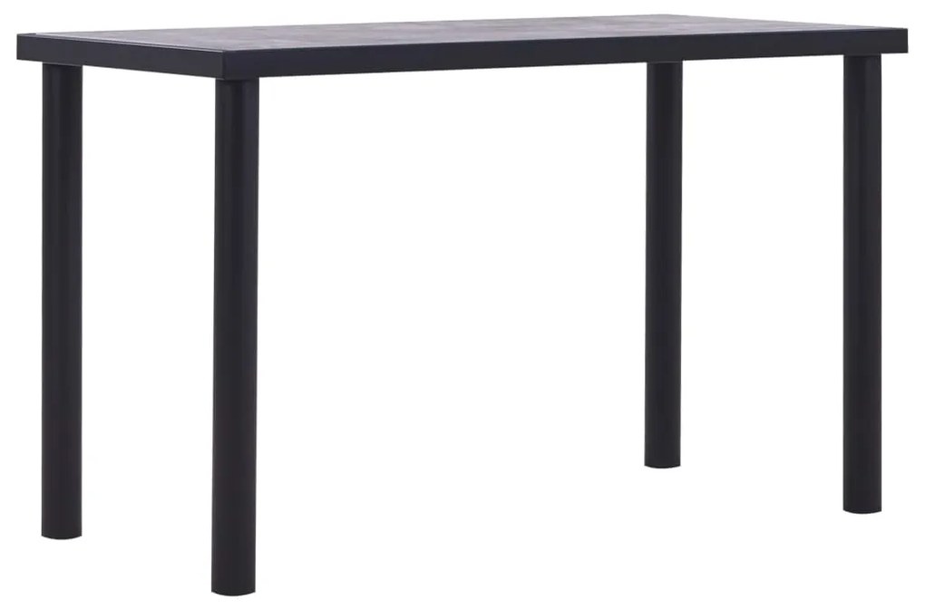 vidaXL Masă de bucătărie, negru &amp; gri beton, 120 x 60 x 75 cm, MDF