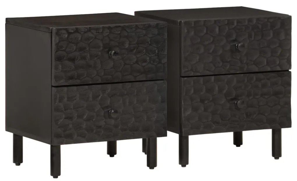 vidaXL Noptiere, 2 buc., negru, 40x33x46 cm, lemn masiv de mango