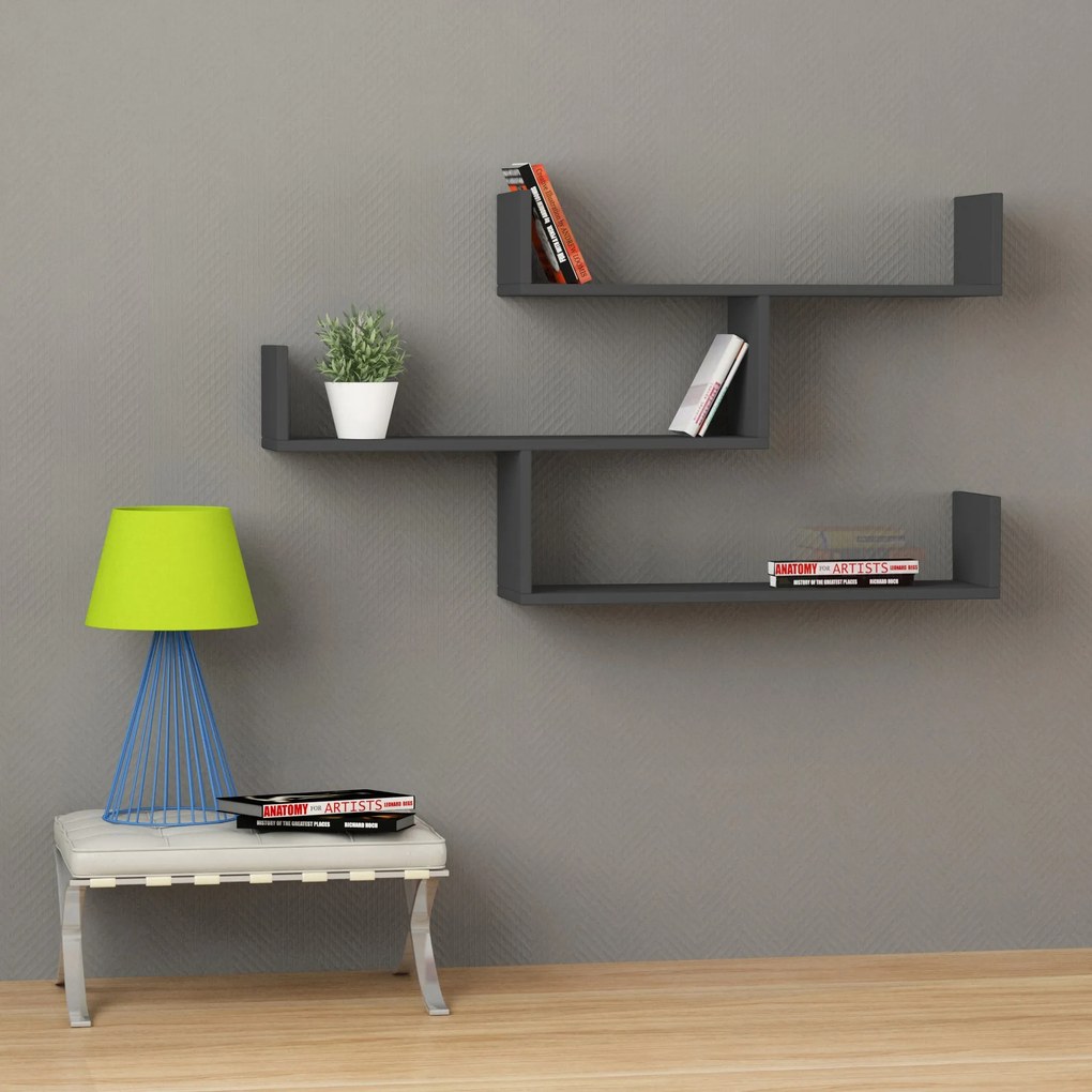 Raft de perete, Hanah Home, Culoare: Antracit